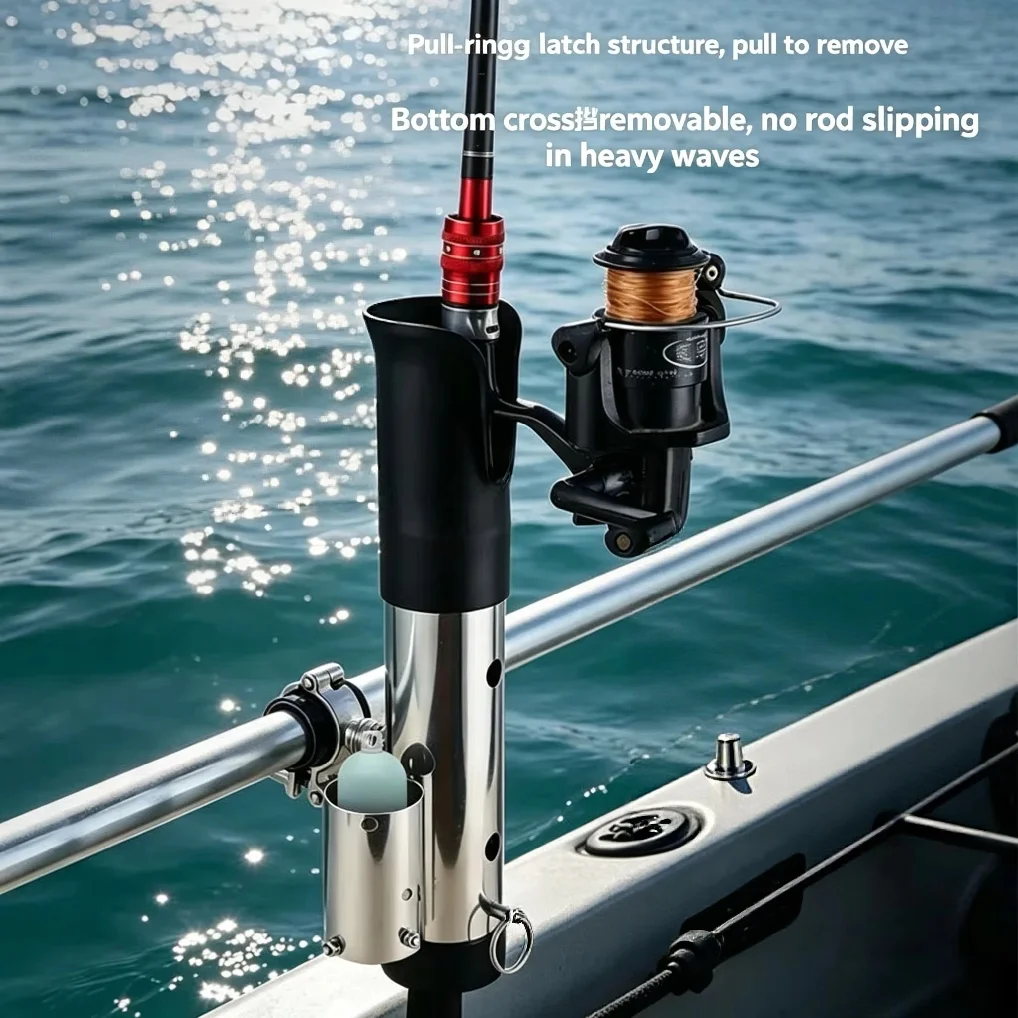 Stainless Steel Fishing Rod Socket Holder, Trolling Rod Mount Bracket for Boat, Inflatable Boat & Sea Fishing