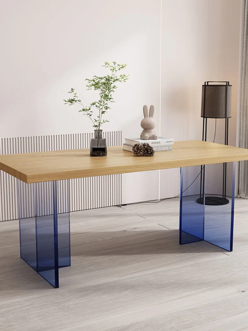 Solid wood office computer , suspended conference table, minimalist modern gradient acrylic table