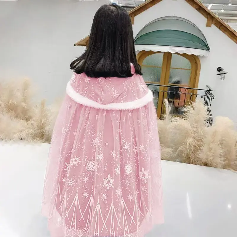 Children‘s Cloak Princess Party Hooded Lace up Cape for Spring Autumn