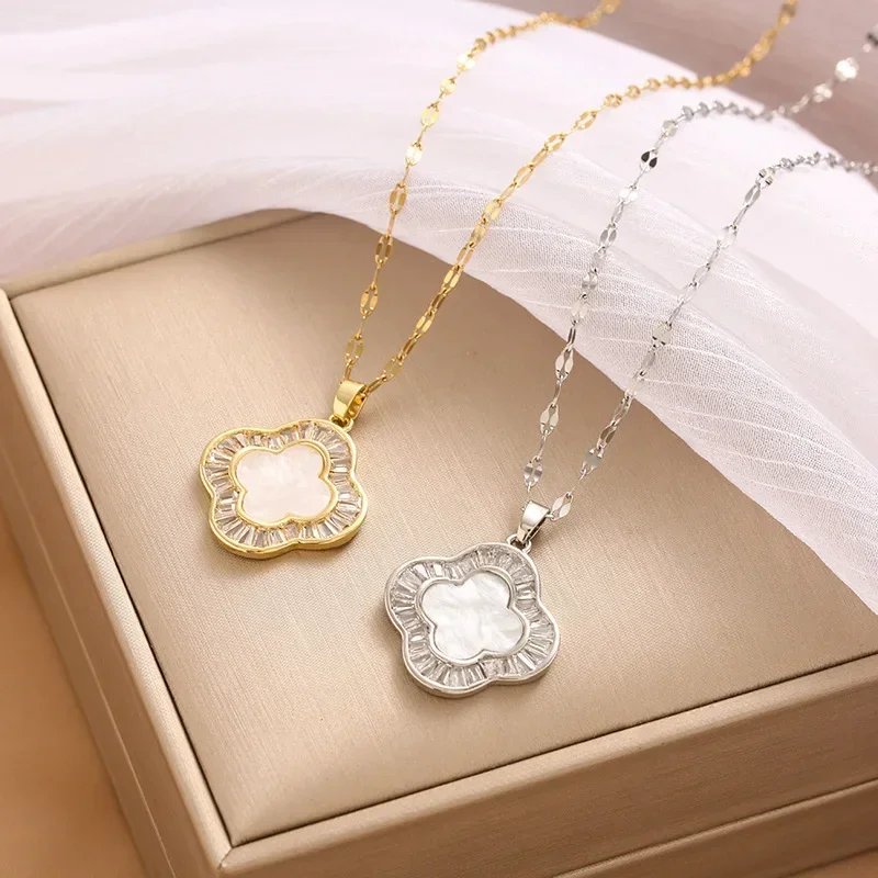 

Ожерелье из перламутра с цирконом, корейская версия, модное и простое стильное ожерелье, популярное женское ожерелье