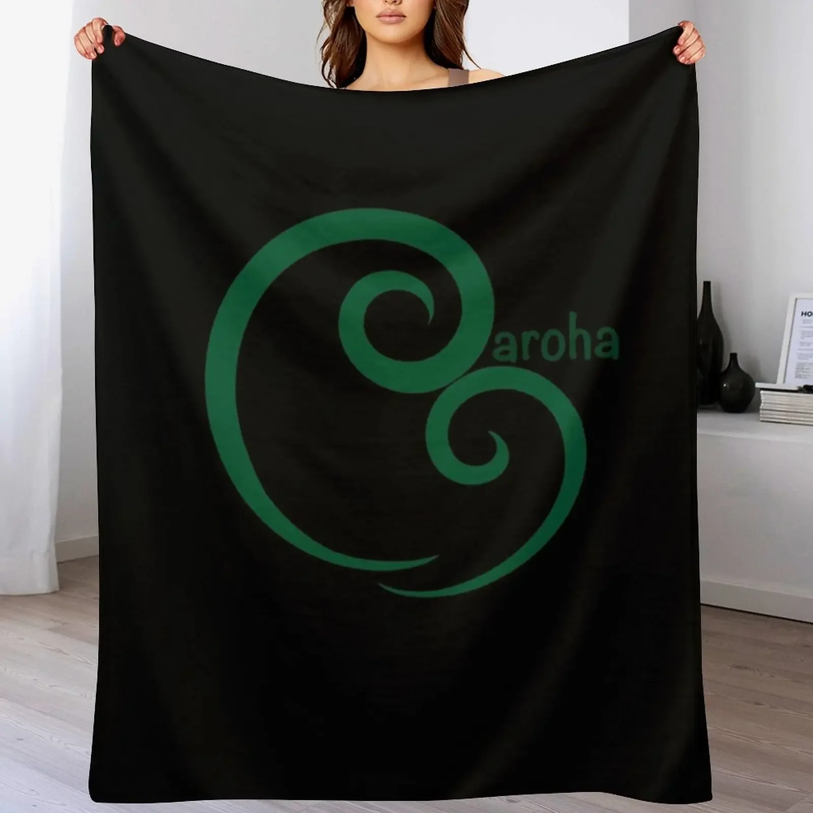 

Aroha Koru green Throw Blanket Weighted Cute blankets and throws Blankets