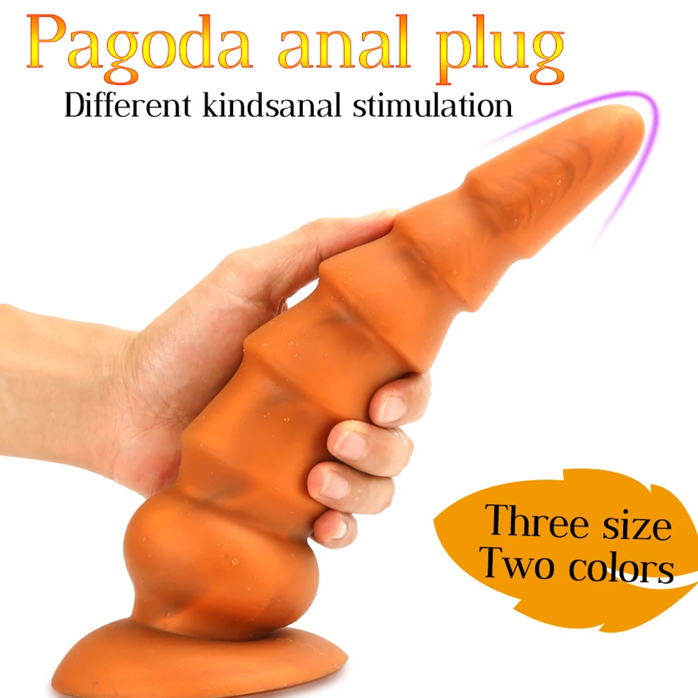 Liquid Silicone Pagoda Huge Anal Plug Dildos Sex Product Big Butt Plug Soft Penis Anal Dilator Stimulate Vagina and Anus Sex Toy