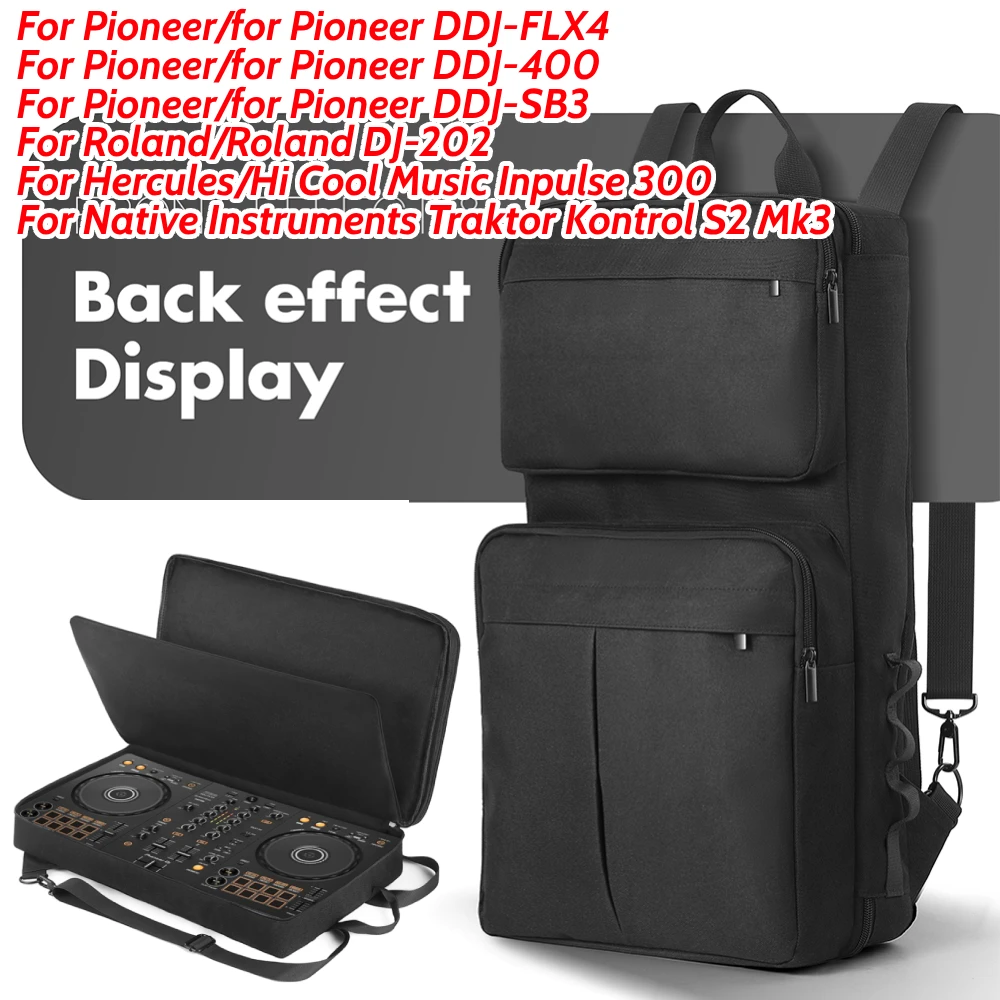 حقيبة ظهر DJ لبايونير DDJ-400/DDJ-FLX4 لرولاند DJ-202 DJ خلاط حقيبة حمل حقيبة سفر حزام كتف قابل للتعديل