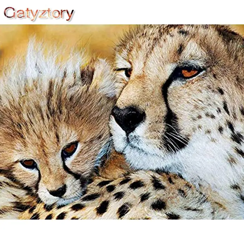 

GATYZTORY Framed Oil Painting By Numbers Leopard Animals Picture By Number Diy Gift HandPainted On Canvas For Home Decor Artcraf