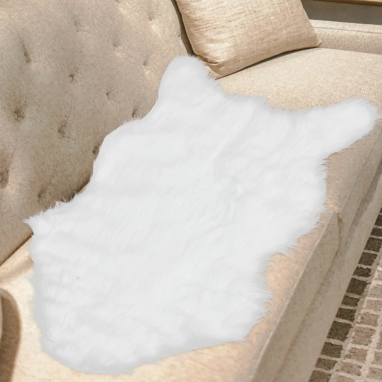 

Ivory White Faux Sheepskin Rug Soft Cozy Seat Pad Wool Sofa Room Bedroom Decor Chair Cover Armchair Mat