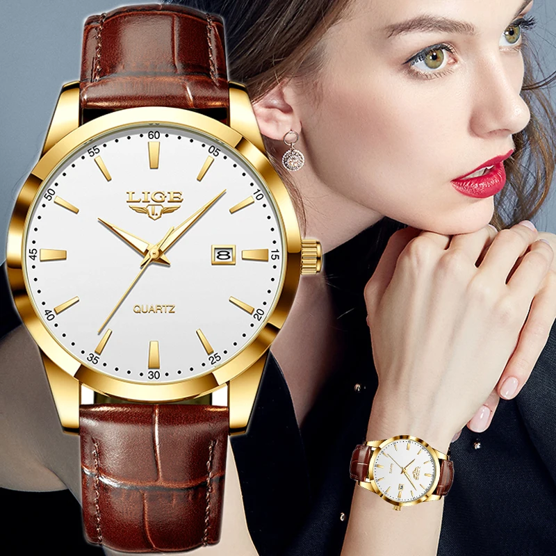 LIGE 2026 Women's Watches Simple Waterproof Luminous Ladies Clock Leather Watches for Women casual fashion Women's wristwatch