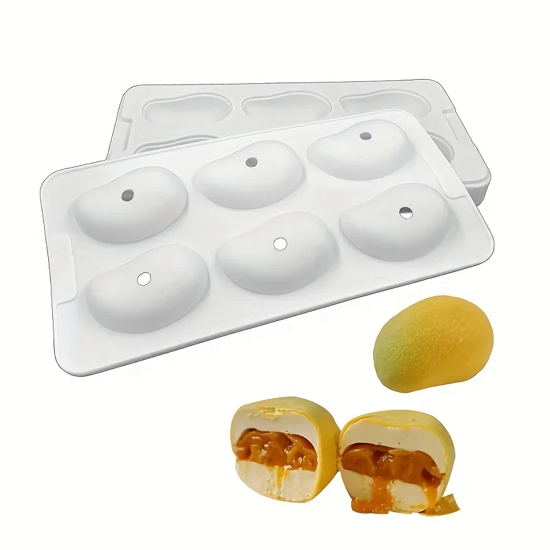 1pc 6 Cavity Silicone Mango Cake Baking Mold for Mousse Jelly Pudding Chocolate Chiffon Cheese Ice Cream Dessert Bakeware Tools