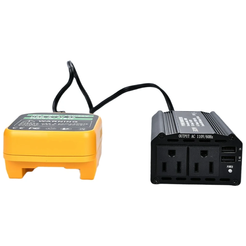300W Power Inverter 20V to 110V for Battery Inverter DC Charger Adapter with 2 AC Outlet & 2 USB Ports for Car-A74P