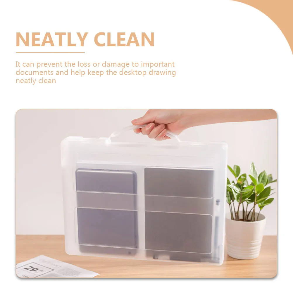 

Прозрачная портативная коробка для файлов, высококачественный полипропиленовый материал, портативный органайзер для документов формата А4, офисный настольный чехол для хранения файлов