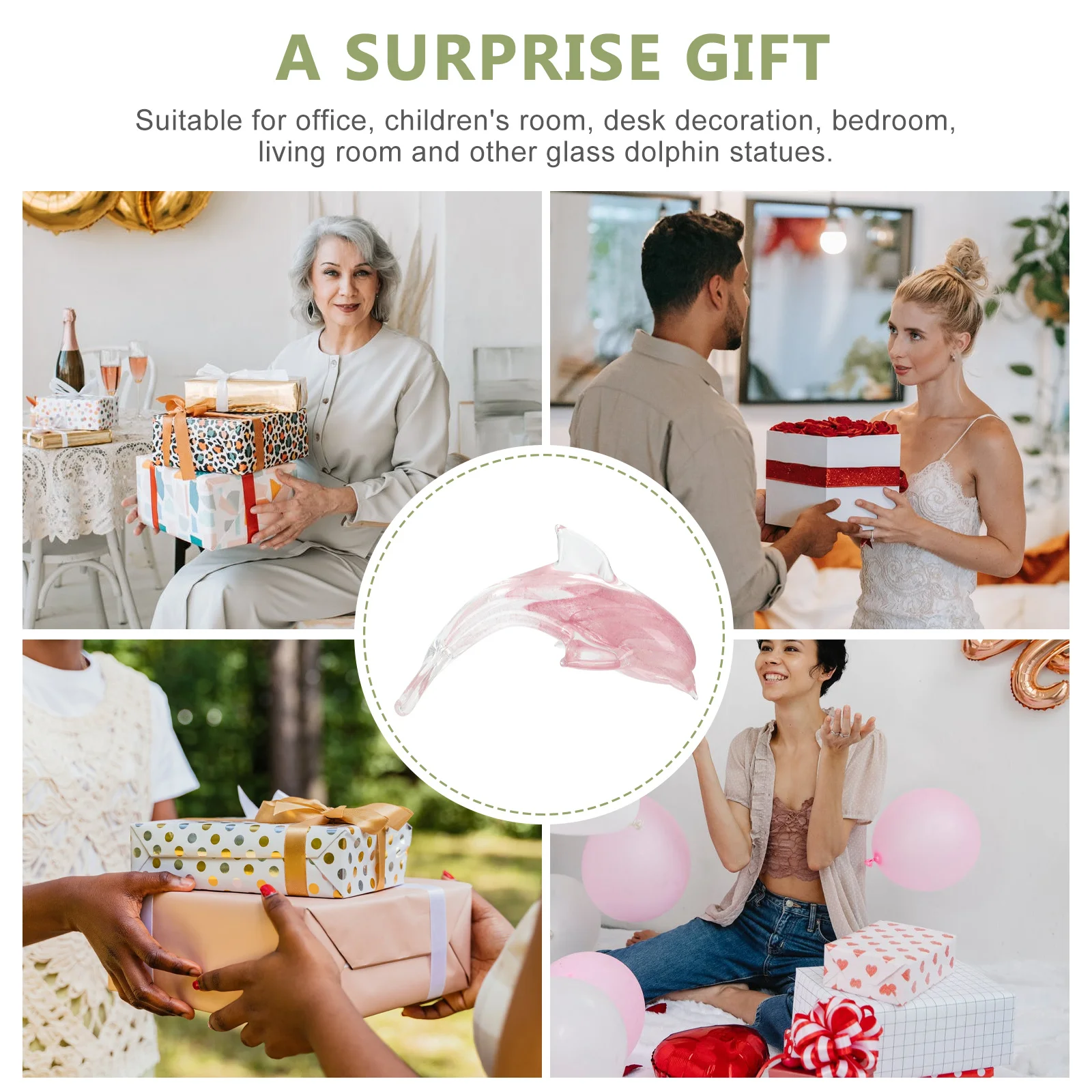 

Creative Glass Dolphin Night Light Decor Desktop Ornament Living Room Table Accent Home Ornament Glass Dolphins