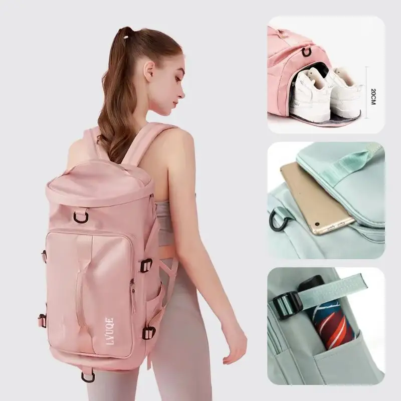 Wasserabweisender Reise-Rucksack mit großem Fassungsvermögen, vielseitige Tragemöglichkeiten für Fitnessstudio, Wandern, Camping und kurze Ausflüge. – Detail 5