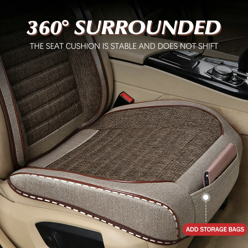 ثلاثية الأبعاد الكتان مقعد السيارة يغطي العالمي الجلود وسادة مقعد السيارة كامل محاط منصات مقعد السيارة تنفس السيارات منصات كرسي حامي #1