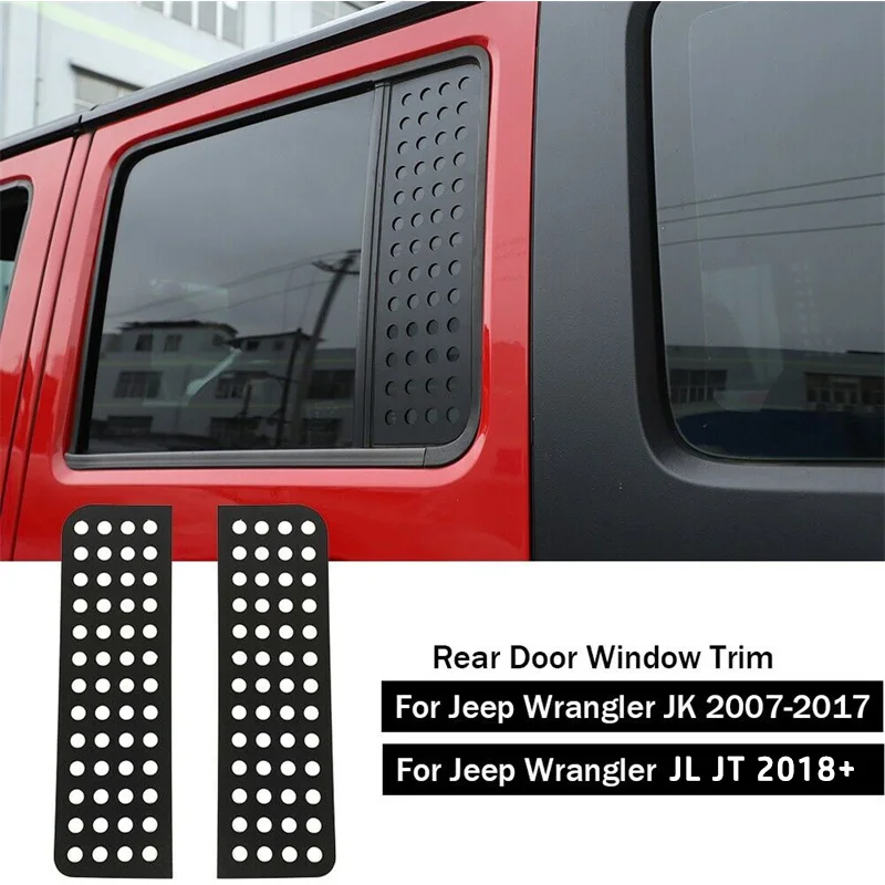 Car Rear Window Glass Panel Decoration Cover Trim for Jeep Wrangler JK JL 2007-2019 2020 2021 2022 4-Doors Accessories Black