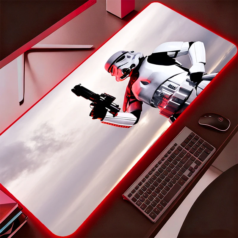 RGB Mouse Pad Star Wars Anime Carpe Large PC Gamer Computer LED Mausepad Keyboard Gaming Accessories Backlight Desk Mat