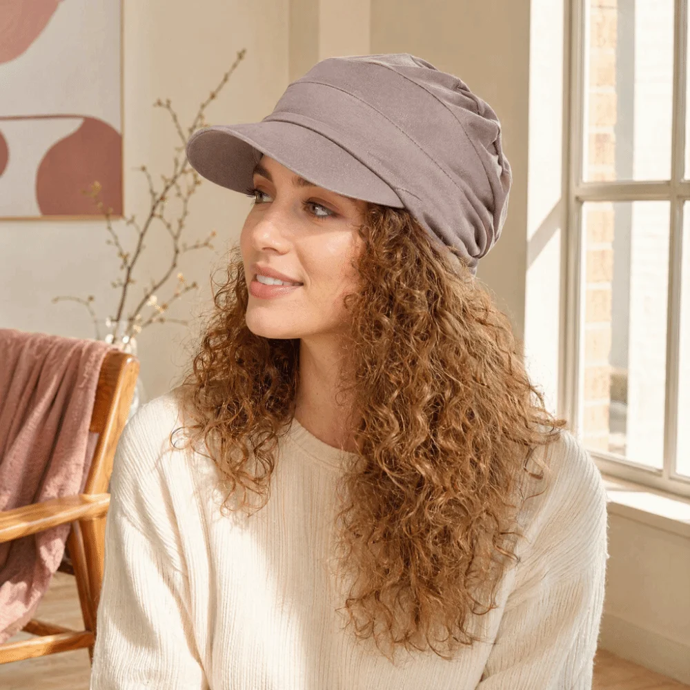 Stylish Breathable Slouch Hat Cozy Adjustable Slouchy Caps Satin Lined Beanie with Brim Unisex