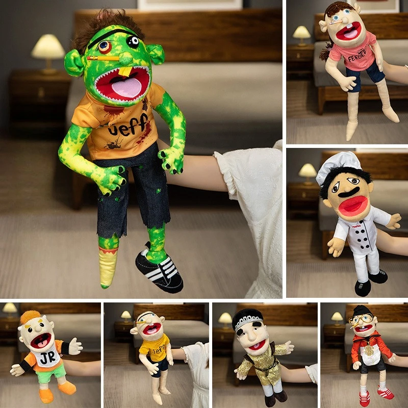 

Cartoon Plush Hand Puppet - Funny Open-Mouth Boy, Parent-Child Interactive Jeff Puppet, Creative Stuffed Toy