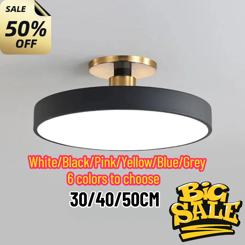 

LED Ceiling Light Macaron Circular Personalized Nordic Bedroom Light Color Creative Balcony Corridor Lighting Fixture