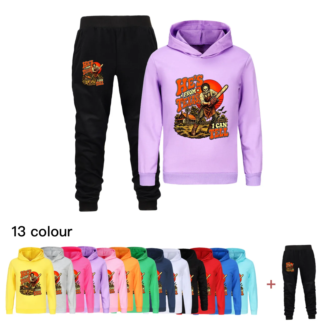 Novelty Chainsaw He S From Texas I Can Tell Clothes Set Kids Spooky Halloween Outfits Boys Fashion Tracksuits Baby Girls Outfits
