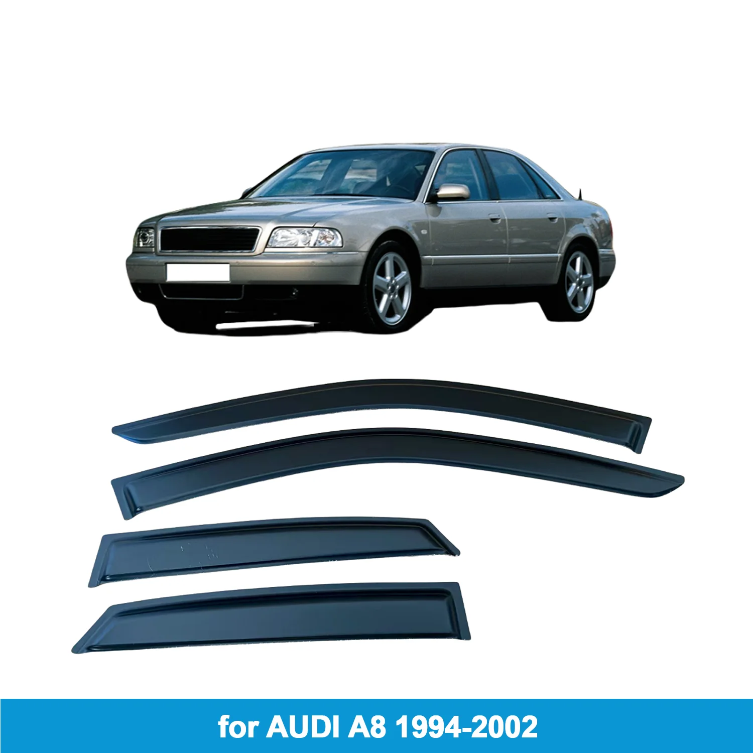

for AUDI A8 1994-2002 Car Side Window Visor Weathershield Door Visor Wind Rain Guard Accessories Outside-Mount Tape On