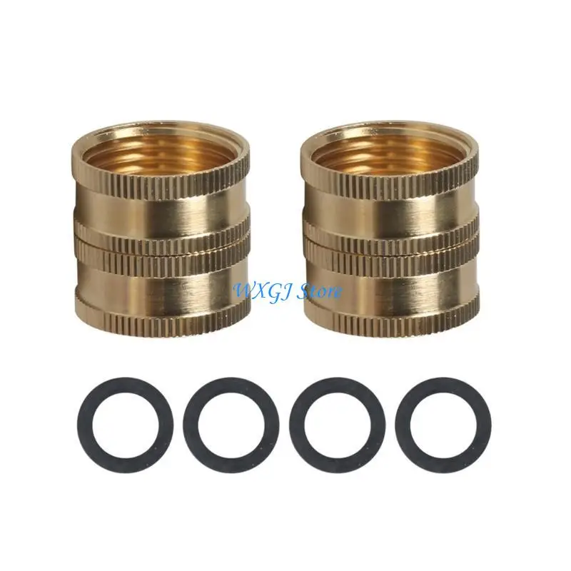 

37JE 2/4 Pack Garden Hose Adapter Female To Female 3/4 Inch Brass Hose Connecter