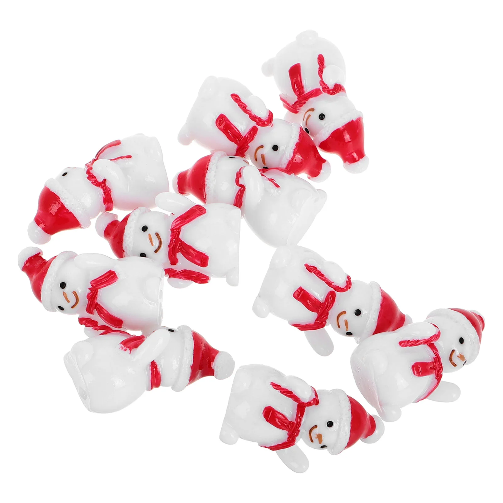 

10 Pcs Suite Mini Snowman Christmas Ornament Figurines for Globes Resin DIY Ornaments