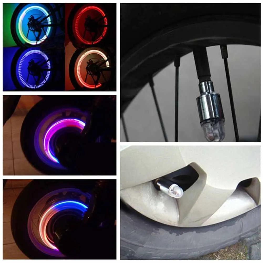 2 Stuks Auto Wiel Led Flitslichten Band Mondstuk Ventieldoppen Lichtgevende Waarschuwing Decoratieve Lamp Auto Motorfiets Wiel Accessoires