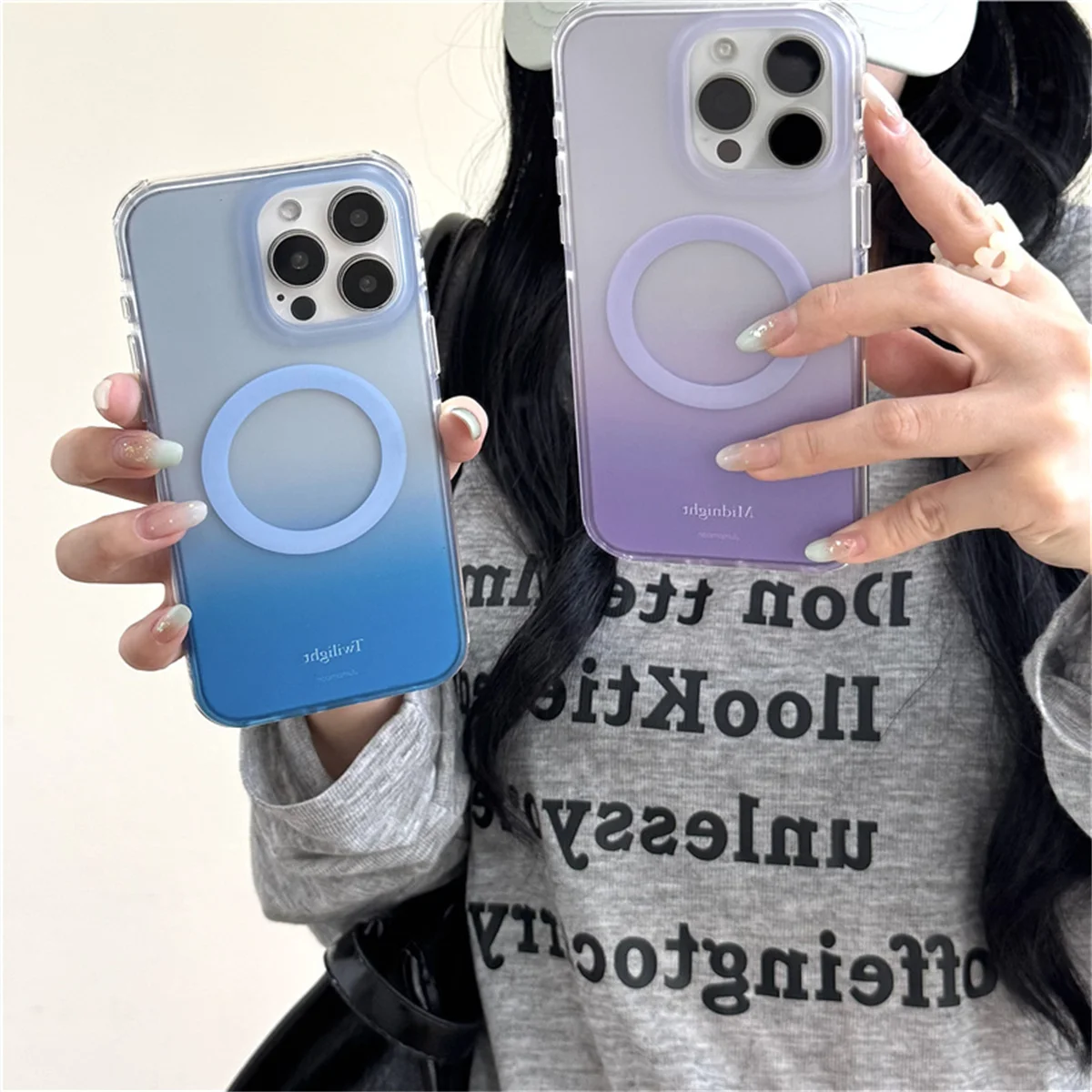 

Fashion Blue Gradient Magnetic Phone Case For iPhone 16 Pro 15 14 Pro Max Back Cover Shockproof Protective Cases