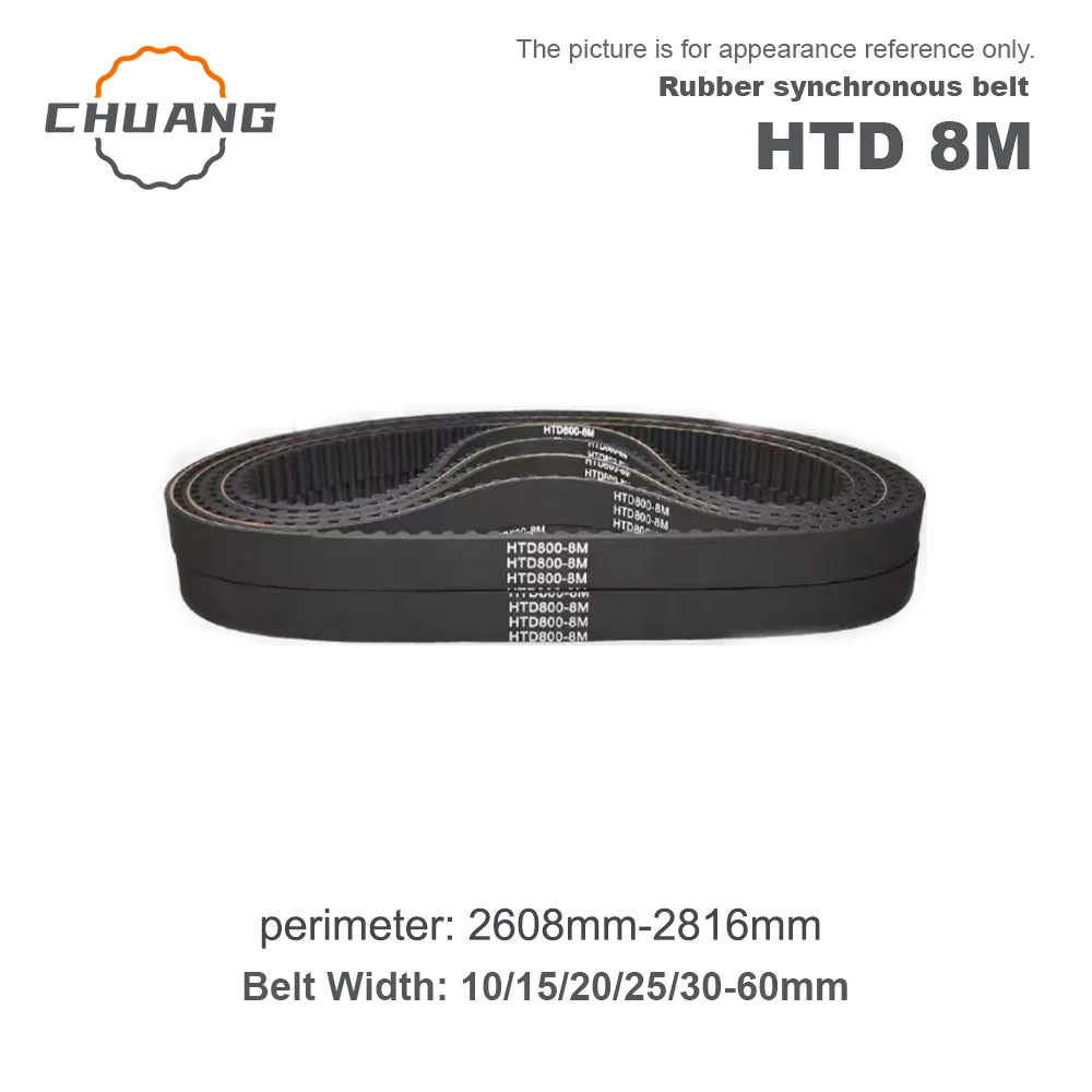HTD 8M Closed Loop Timing Belt Width 10/15/20/25/30~60mm Synchronous Belt Length  Perimeter 2608~2816mm Closed Loop Pitch 8mm
