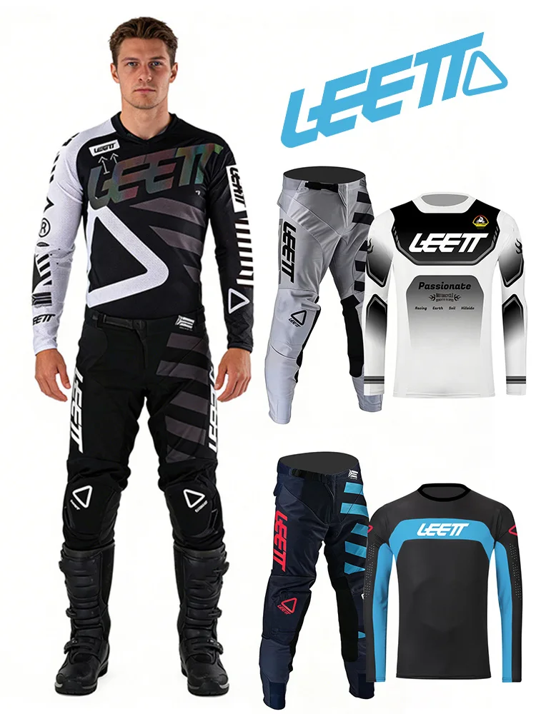 AliExpress FXJ NEW leett motocross gear set black blue name number customize racing suit Off-road MX MTB MOTO Mens Kits  Women