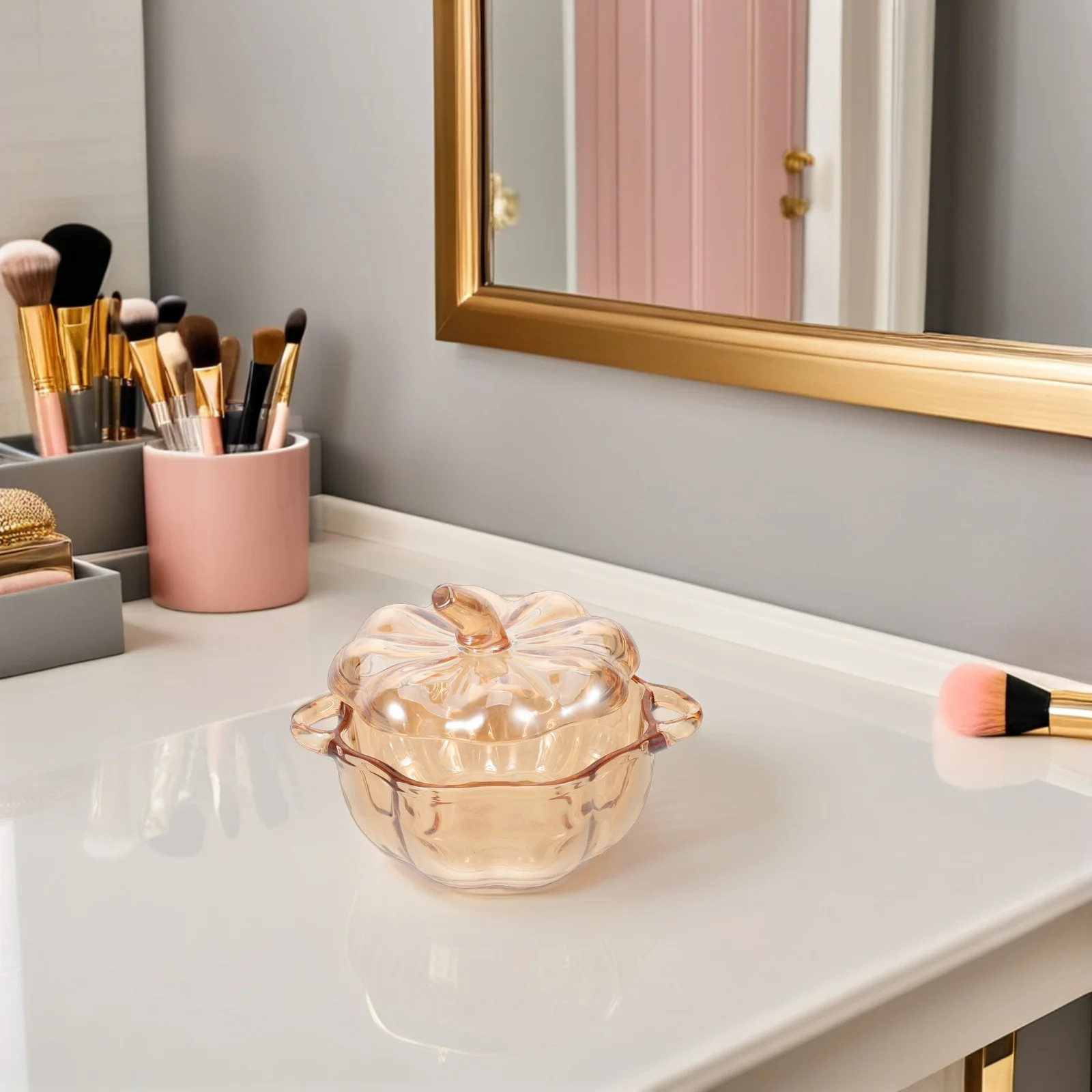 

12.5cm Glass Candy Bowl with Lid European Crystal Storage Jar for Halloween Wedding Party Home Decor Cookie Snack Container