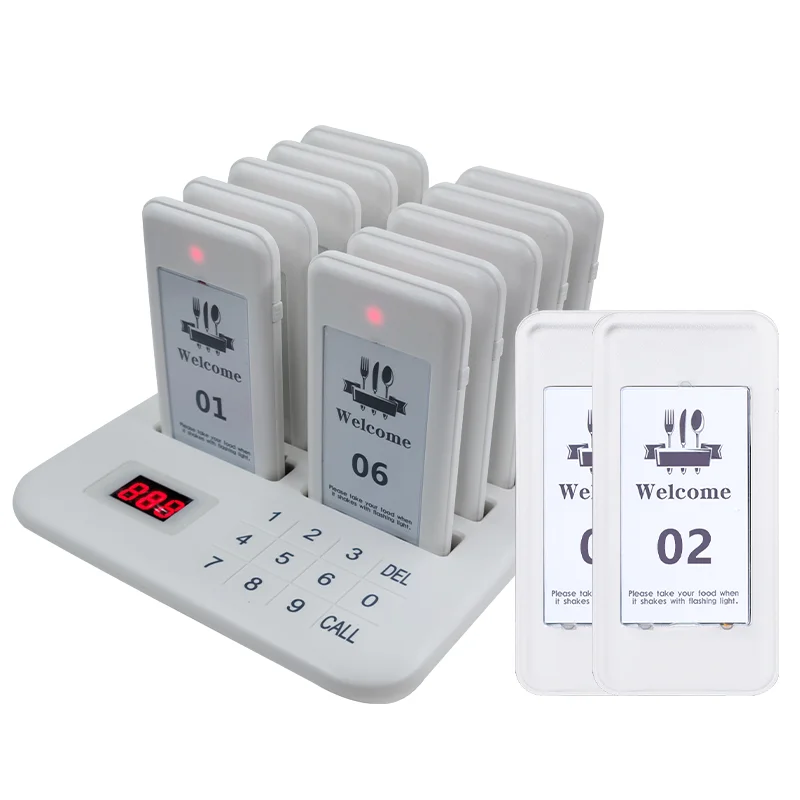 

826HOT Wireless Guest Paging Calling System 10 Pieces Queue Coaster Pager for Fastfood Cafe Restaurant Calling System