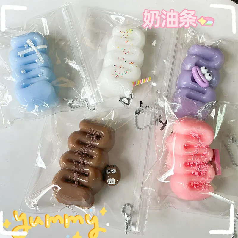 Ins Cute Cream Strip Slow Rebound Toy Super Soft Q Bouncy Toys Funny Food & Play Kids Stress Relief Pinch Music Fidget Toys