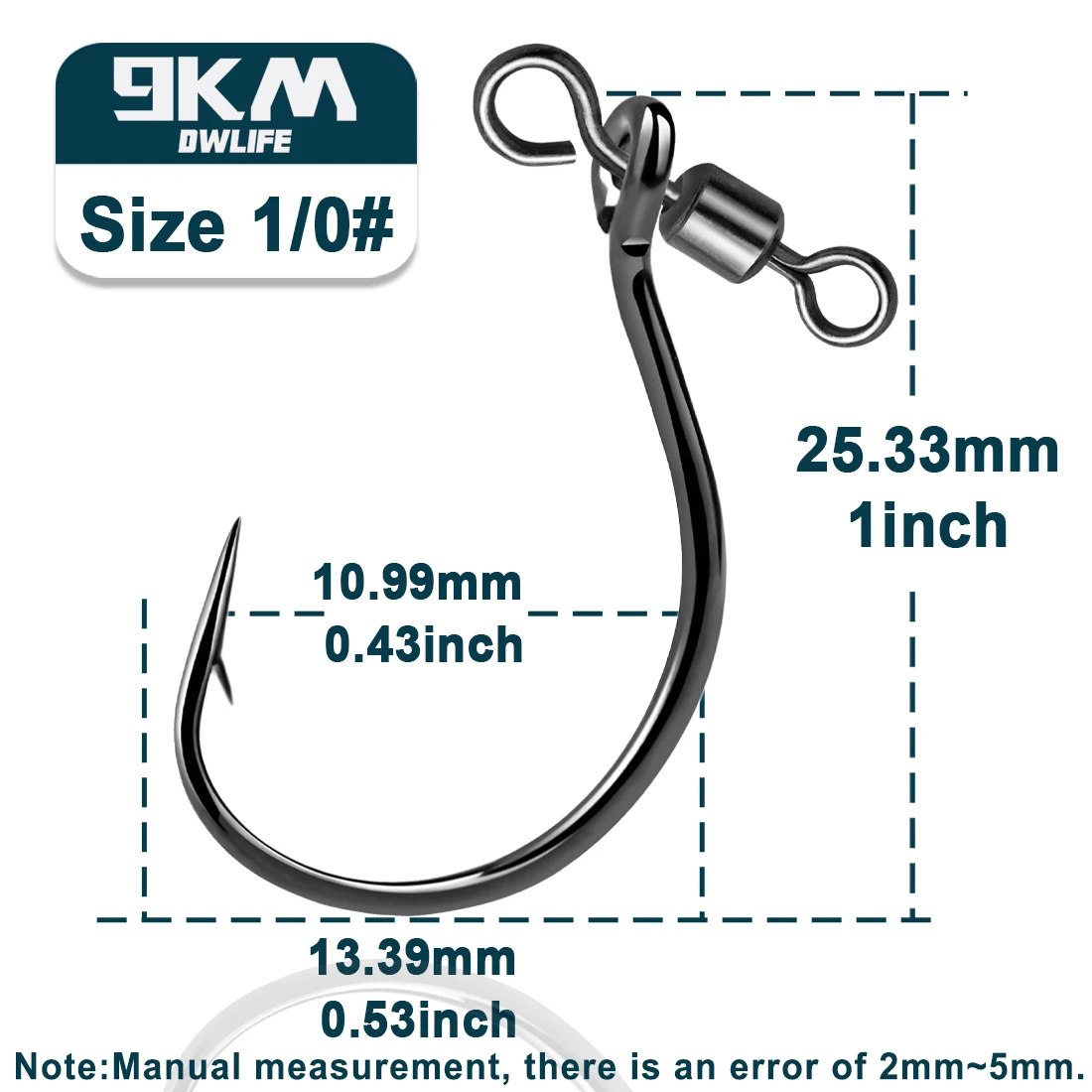 9KM DWLIFE Drop Shot Angelhaken Wirbel Angeln Inline DropShot Rig Wurmhaken 25 ~ 100 Stück Hartstahl für Karpfenbarsch Barsch Wels 6