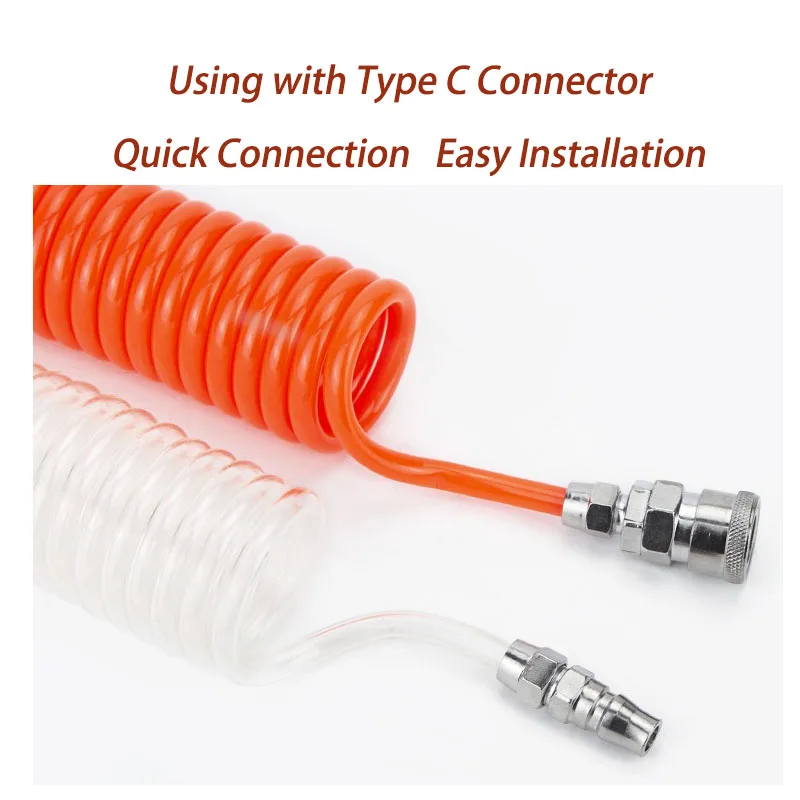 3/6/9/12/15M PU Air Compressor Hose Tube Spring-like Air Hose Flexible Air Tool With Connector Pneumatic Spiral Tubing PU Pipe
