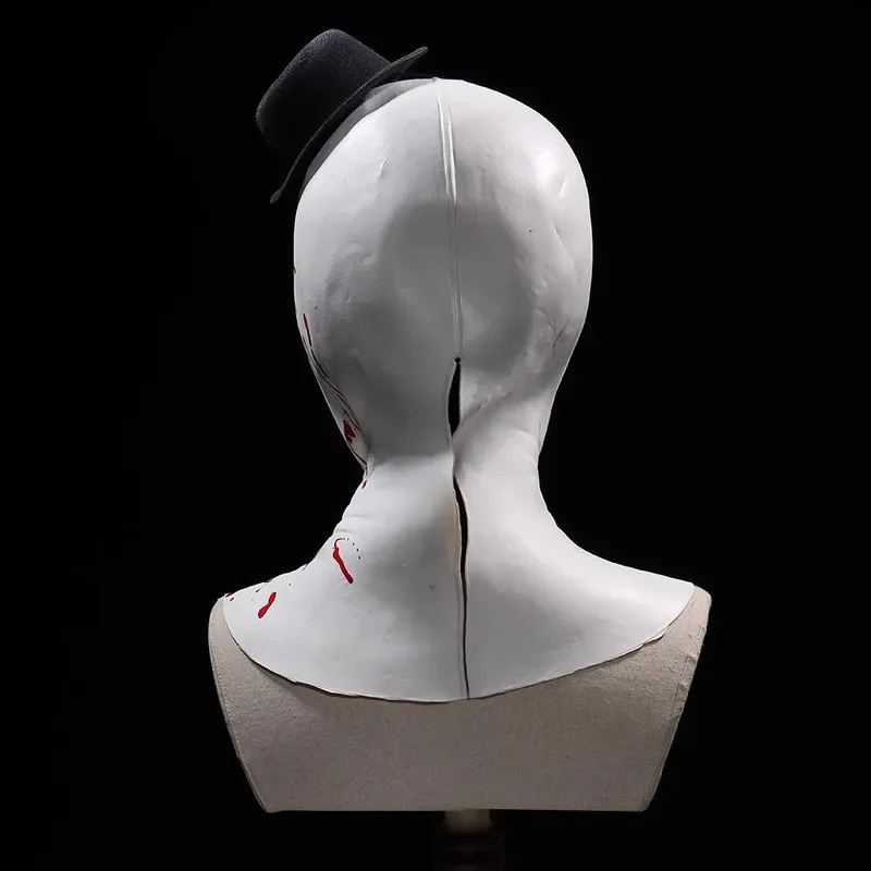 Arte terrorífico de terror, máscara de payaso, Cosplay, demonio sangriento espeluznante, sombrero de Joker malvado, casco de látex, accesorios de disfraz para fiesta de Halloween