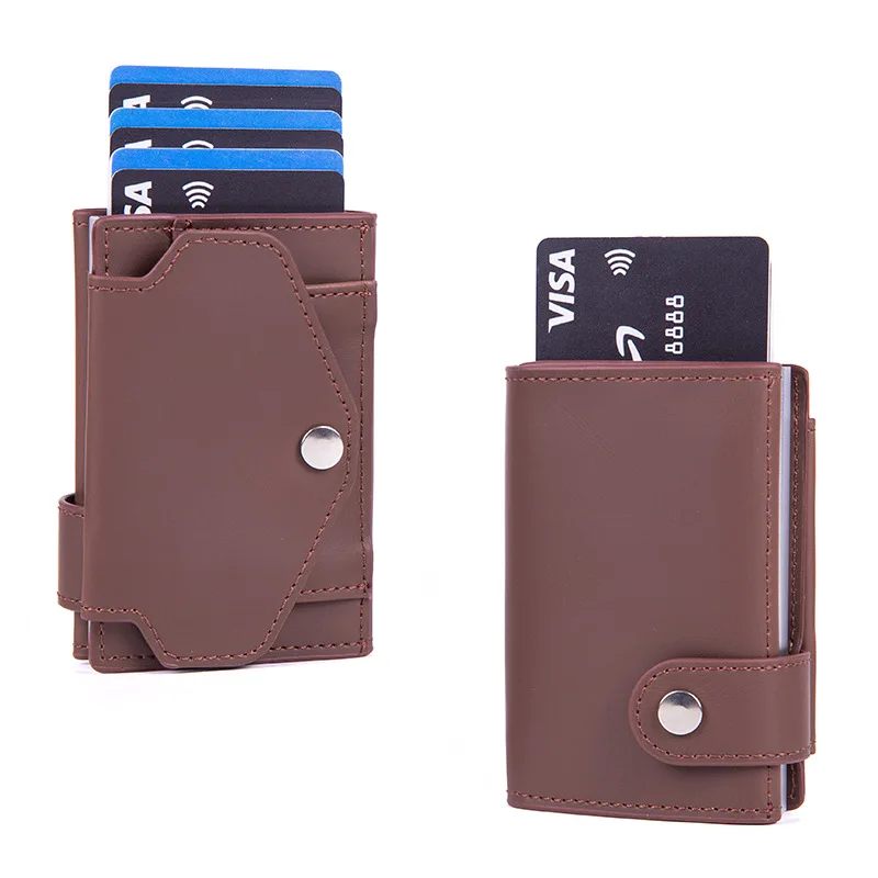 

Short pu leather men's aluminum box wallet, portable, simple and multi-functional coin purse, aluminum box card case