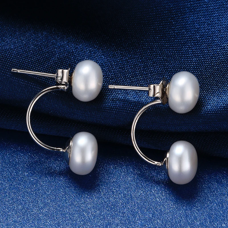 YWYC 925 Sterling Silver U Shape Stud Earrings for Women Natural Freshwater Pearl Earrings Jewlery Gift 2024 Newest