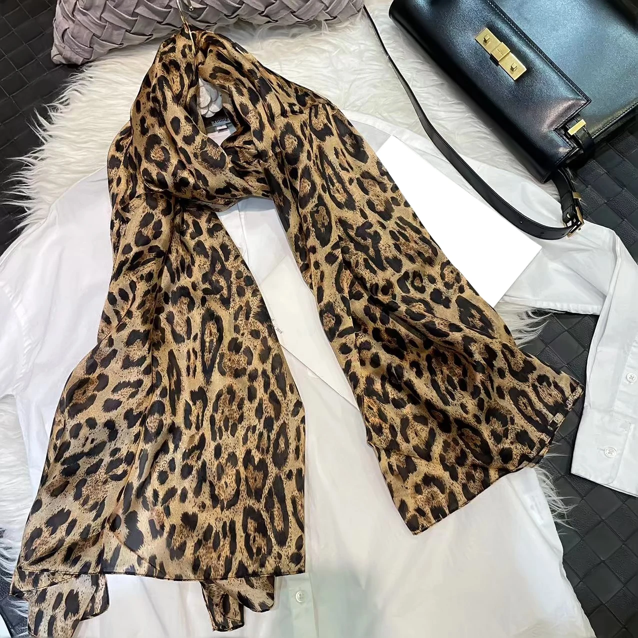 

BYSIFA| Fashion Grey Black 100% Silk Scarf Hijiab Summer Beach Shawls Scarves Fall Winter Leopard Printed Long Scarves Wraps