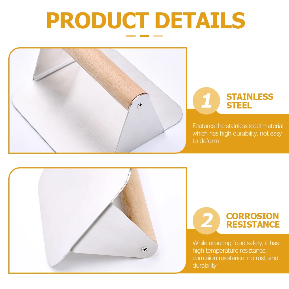 

Прижим для гамбургеров, квадратный инструмент для прессования мяса из нержавеющей стали, эргономичная толстая ручка с антипригарным покрытием, кухонный гаджет, машина для приготовления говядины и пирожков