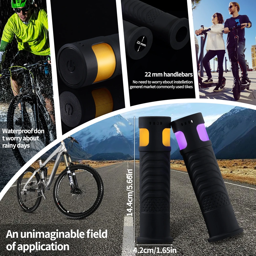 Bicycle Grips 1 Pair with LED Lights Bike Handles MTB Grip Soft Non-Slip-Silicone Hand Grip for Road Bikes Bicycles Accessories