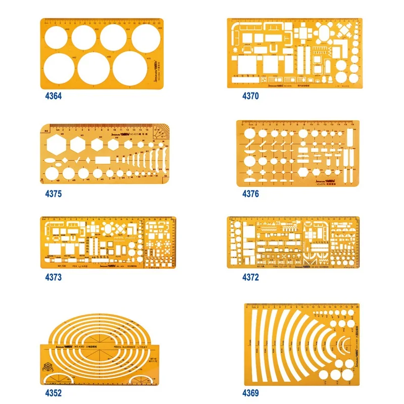 Kit de reglas de plantilla de dibujo de plástico, regla de dibujo geométrico de construcción para dibujar ilustraciones, arquitectura al por mayor