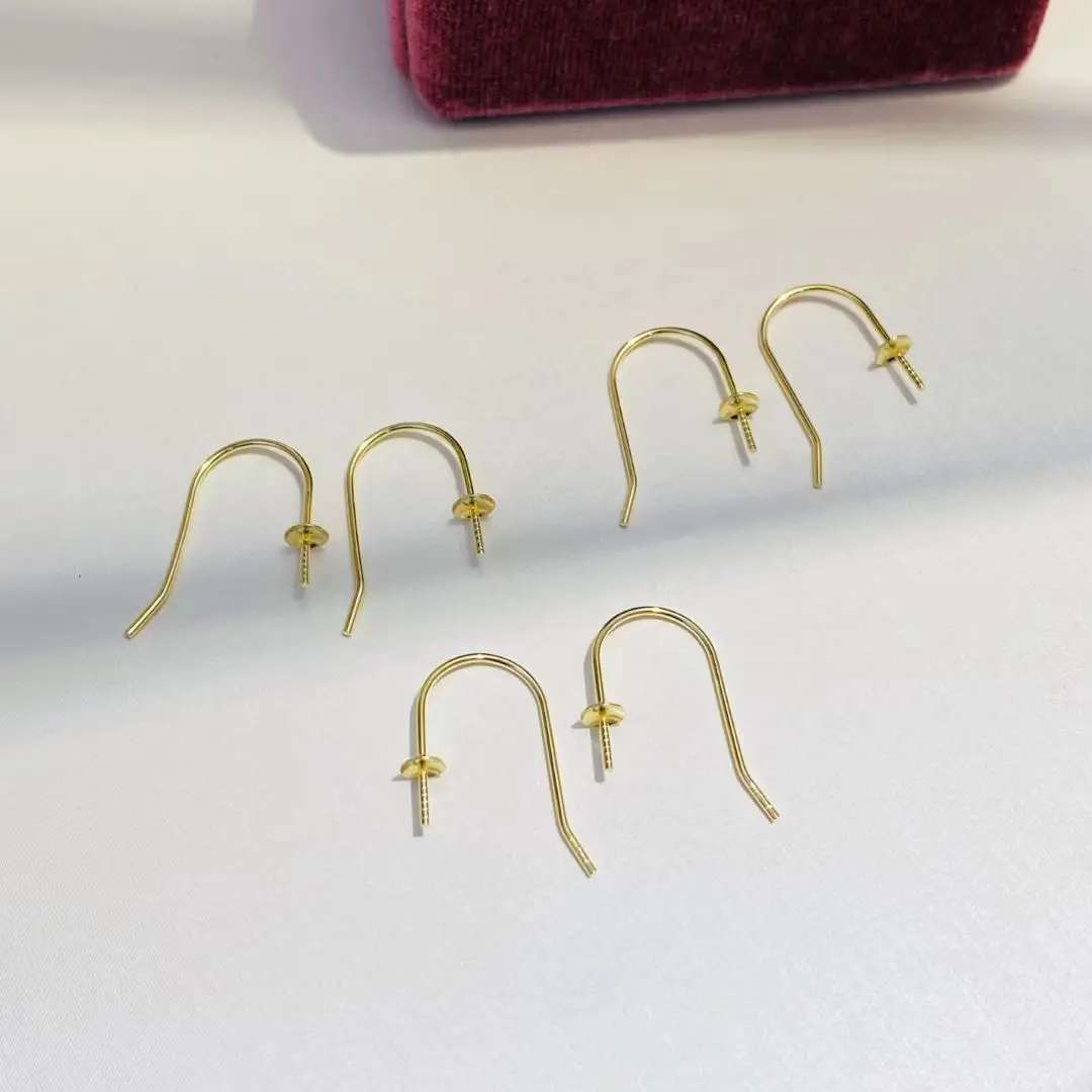 18K Gold AU750 Drop Earrings Mountings Findings Mounts Base Jewelry Settings Accessories Part for 7-10mm Pearls