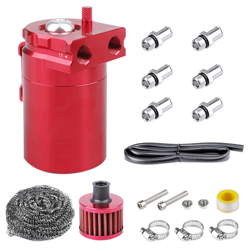 300Ml Car Aluminum Car Filter Oil Can Filter Oil Pot Two-Hole Oil Storage Tank Kit with Air Filter