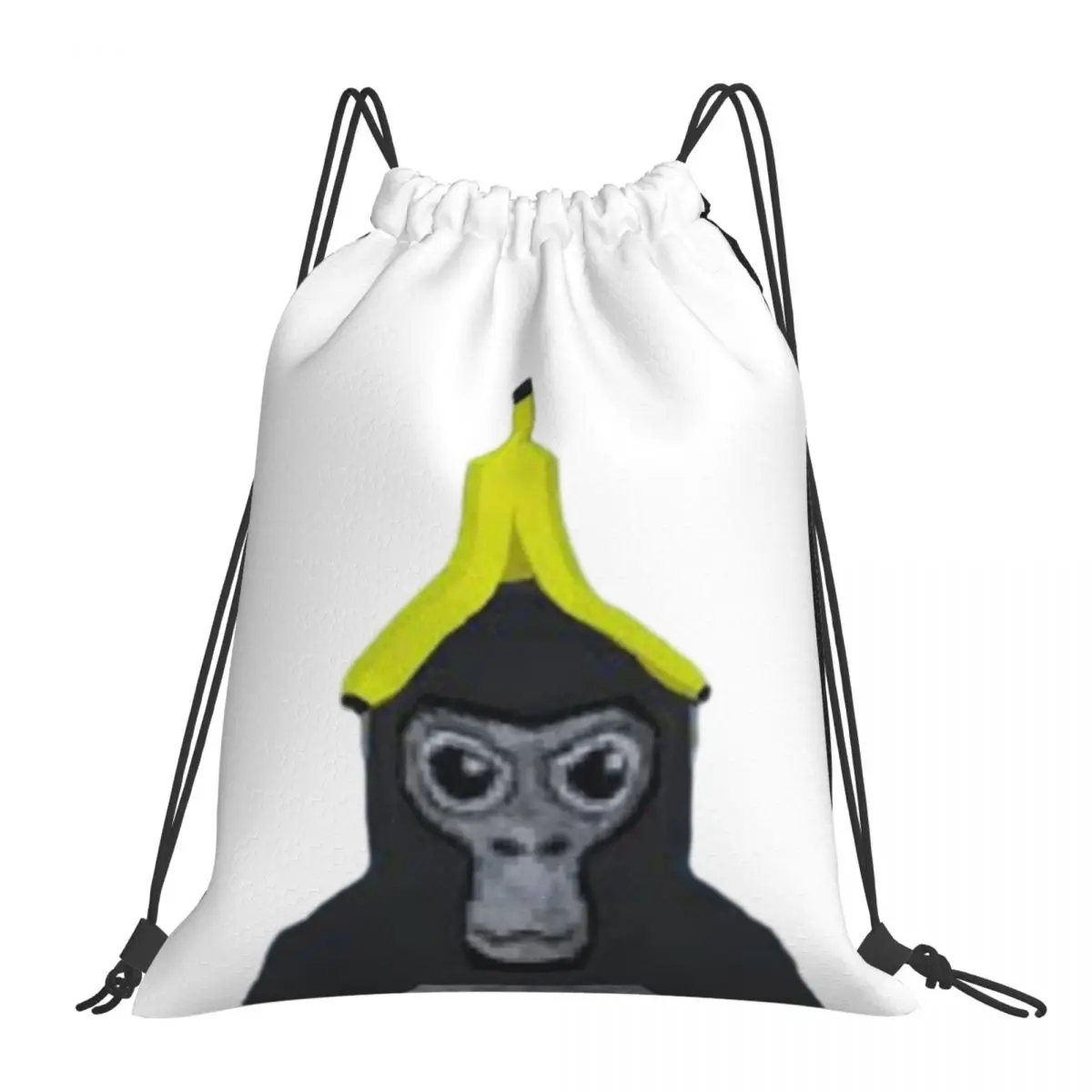 Gorilla Tag Monkey With Banana Backpacks Portable Drawstring Bags Drawstring Bundle Pocket Storage Bag Book Bags For Man Woman