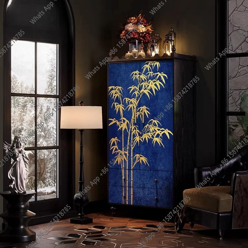 

Chinese style solid wood wardrobe, living room storage, bedroom, bedside storage, French retro high-end feeling