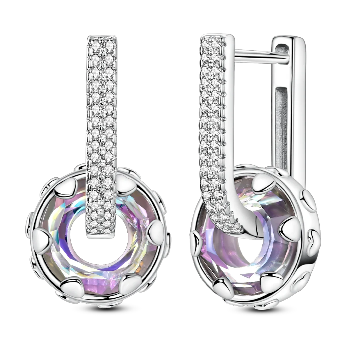 

925 Silver Earring Pink Zircon Pendant Earring For Woman Party Date Gift Jewelry