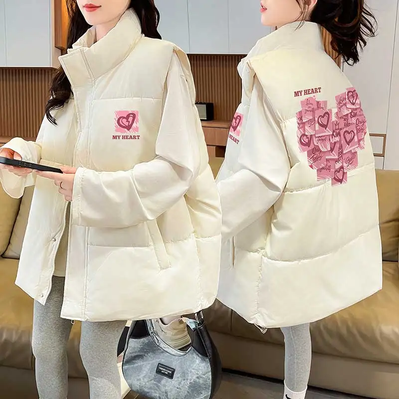 

Thiened Cotton Vest Women's Outerwear Korean Sle Layering Slimming Jaet Large Size Autumn Winter Faion Commute