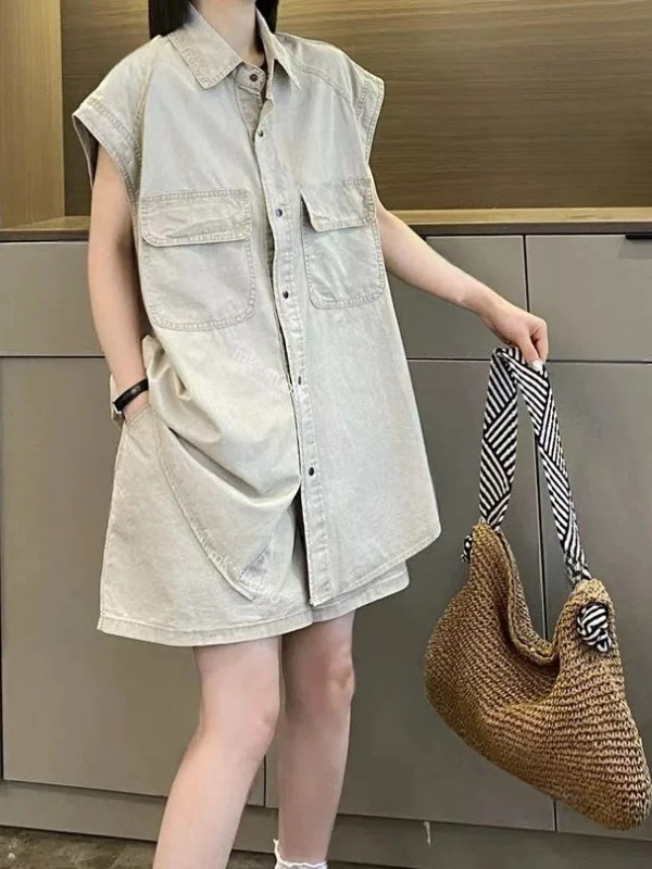 Waed Denim ort Sve irt And orts Set Women's Summer Loose Casual Faion Two-Piece Suit Small Size Friendly