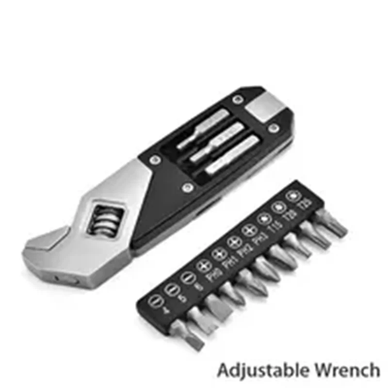 B69C 17-In-1 Stainless Steel Adjustable Wrench Foldable Pocket Multi Tool Multifunctional Spanner Screwdriver Bits Kit Durable B