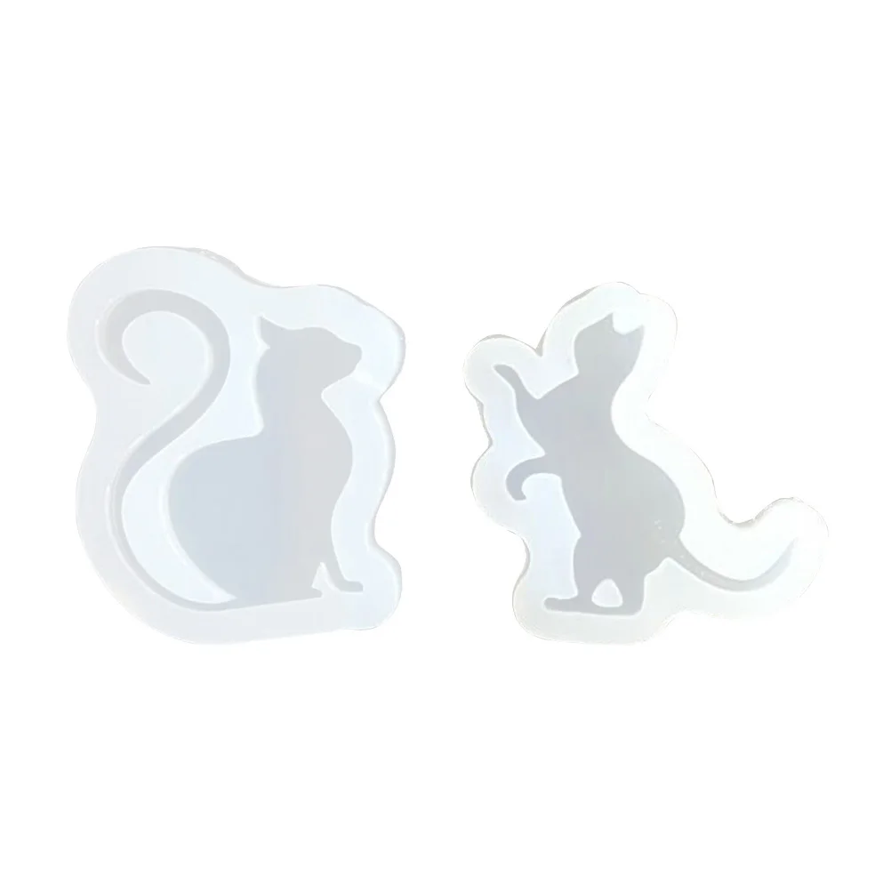 

2Pcs Silicone Resin Molds Cat Shape for DIY Earrings Necklace Keychain Crafting Heat Resistance Flexible Reusable Mold